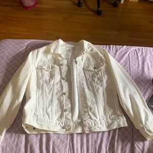 White jean jacket. Previously worn, good condition. No rips or stains.